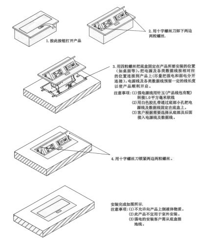 多功能桌面插座安装图 多功能桌面插座安装图
